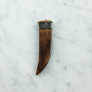 Wooden Tusk Pendant with a Brass and Pewter Cap